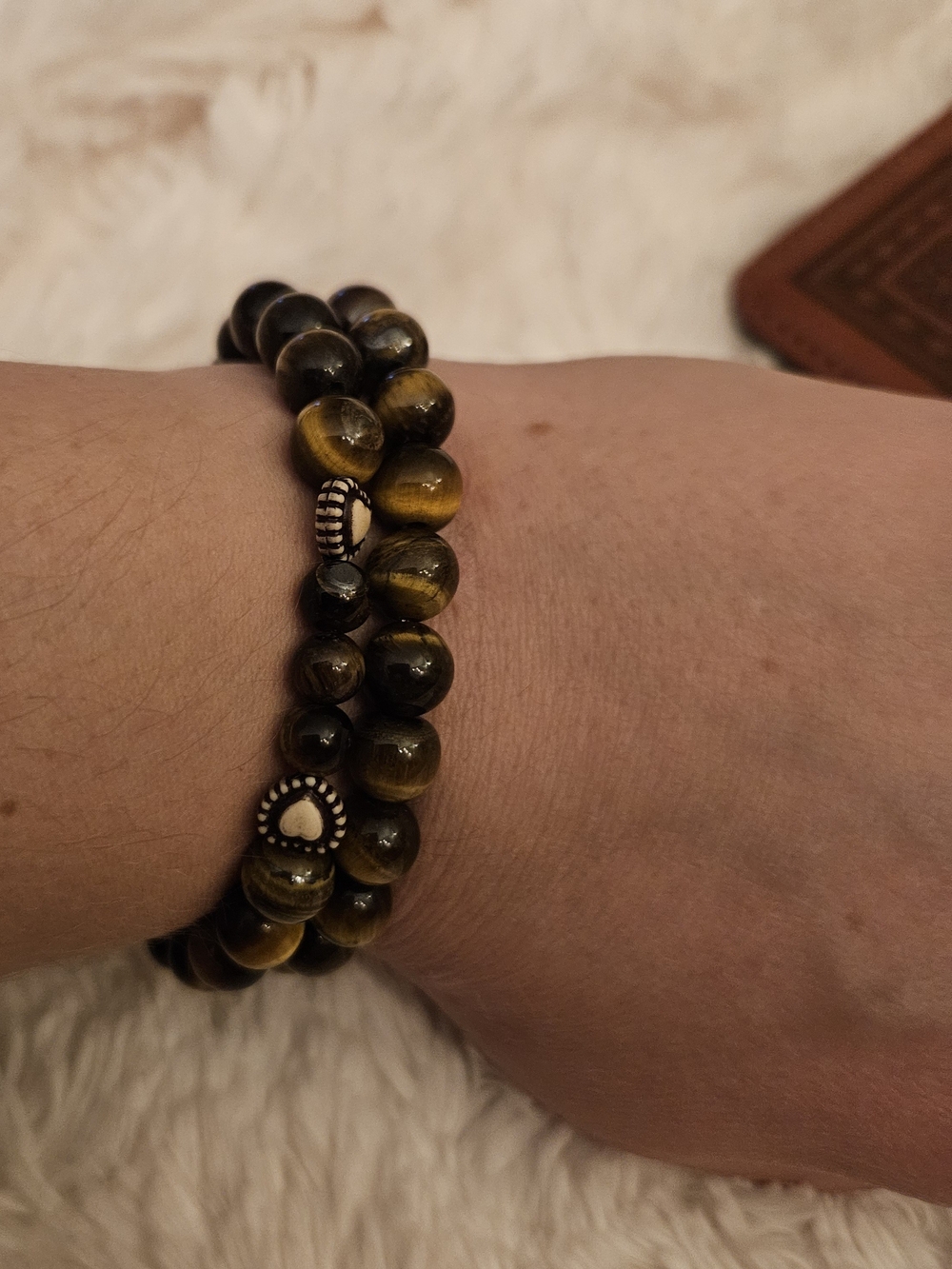 Handcrafted☆Tiger Eye Beaded Stretch Bracelet - X2 - Picture 3 of 4